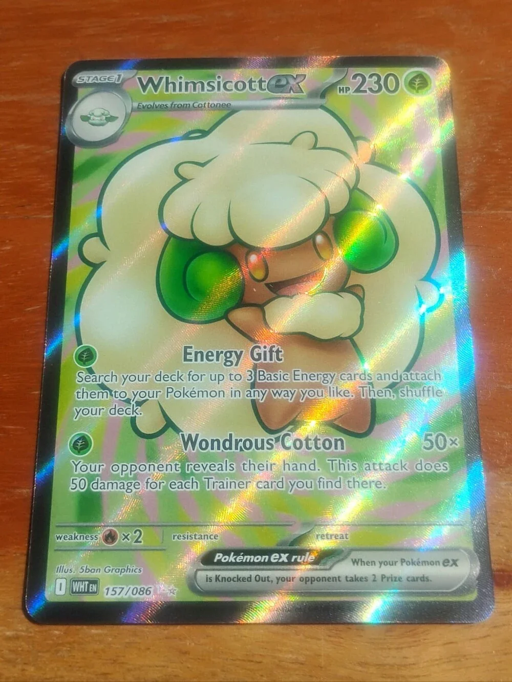 Mint 2025 Holo Ultra Rare Whimsicott EX 157/086 White Flare Pokemon Card